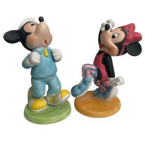 Vintage Disney Minnie Mickey Mouse Jogging Workout Aerobics Ceramic Figurines